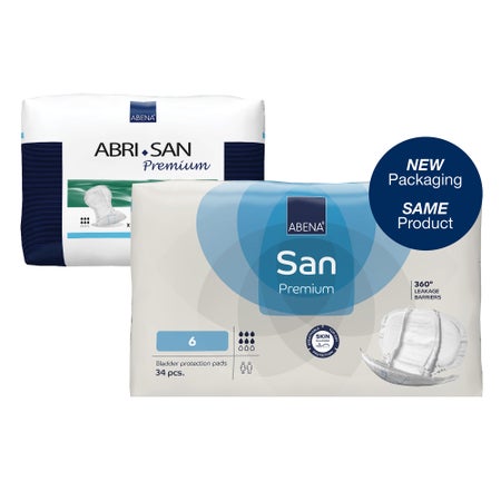 Incontinence Liner Abena® San Premium 11.8 X 24.8 Inch Moderate Absorbency Fluff / Polymer Core Size 6