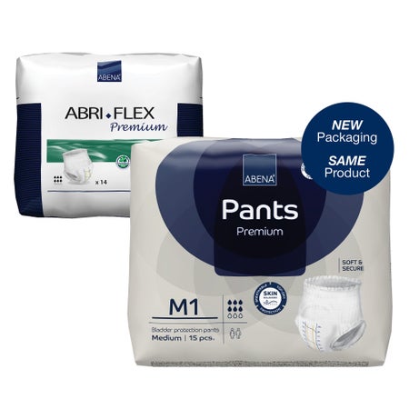Absorbent Underwear Abena® Premium Pants M1 Pull On with Tear Away Seams Adult Medium Unisex Disposable Heavy Absorbency