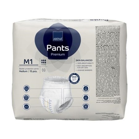Absorbent Underwear Abena® Premium Pants M1 Pull On with Tear Away Seams Adult Medium Unisex Disposable Heavy Absorbency