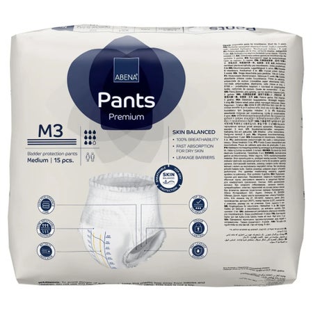 Absorbent Underwear Abena® Premium Pants M3 Pull On with Tear Away Seams Adult Medium Unisex Disposable Heavy Absorbency