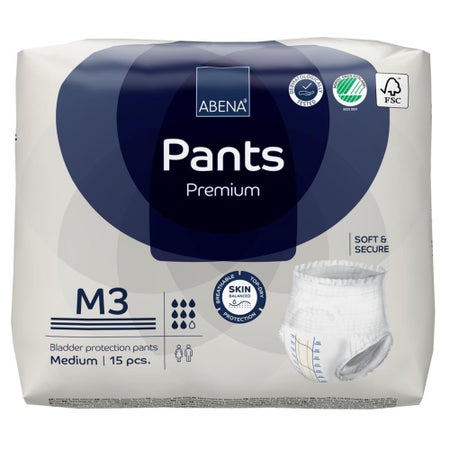 Absorbent Underwear Abena® Premium Pants M3 Pull On with Tear Away Seams Adult Medium Unisex Disposable Heavy Absorbency