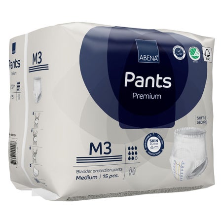 Absorbent Underwear Abena® Premium Pants M3 Pull On with Tear Away Seams Adult Medium Unisex Disposable Heavy Absorbency