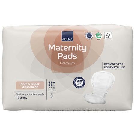 Bladder Control Pad Abena® Maternity 7.8 X 16.5 Inch Moderate Absorbency Fluff / Polymer Core One Size Fits Most