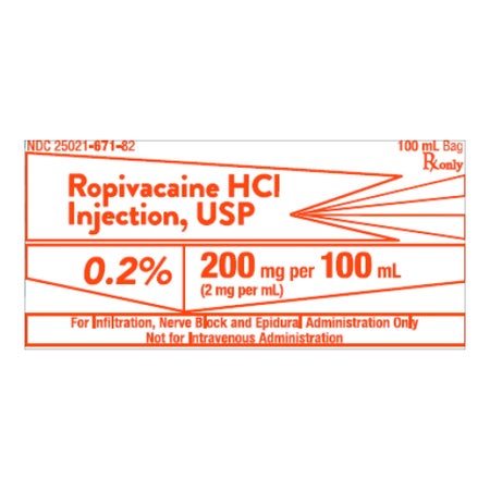 Ropivacaine HCl, Preservative Free 0.2%, 2 mg / mL Injection 100 mL