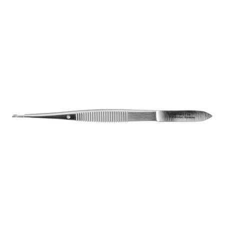 Iris Forceps Miltex® Disposable 5-1/2 Inch Length Floor / Office Grade Pakistani Stainless Steel Sterile NonLocking Finger Ring Handle Straight 1 X 2 Teeth