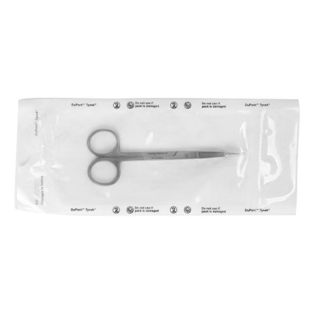 Iris Scissors Miltex® Disposable 4-1/2 Inch Length Floor / Office Grade Pakistani Stainless Steel Sterile Finger Ring Handle Straight Sharp Tip / Sharp Tip