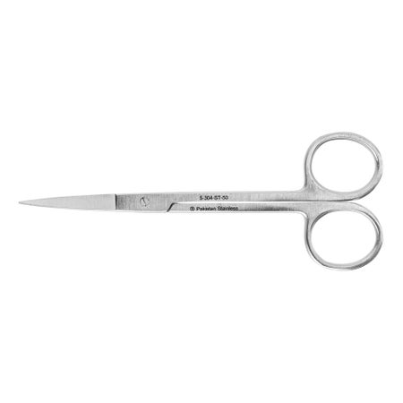Iris Scissors Miltex® Disposable 4-1/2 Inch Length Floor / Office Grade Pakistani Stainless Steel Sterile Finger Ring Handle Straight Sharp Tip / Sharp Tip
