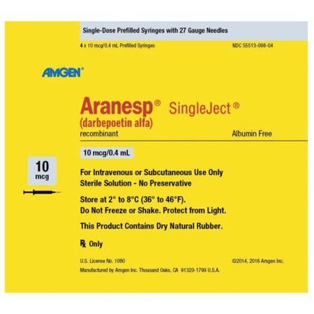 Aranesp® Darbepoetin Alfa in Polysorbate Solution 10 mcg / 0.4 mL Injection 0.4 mL