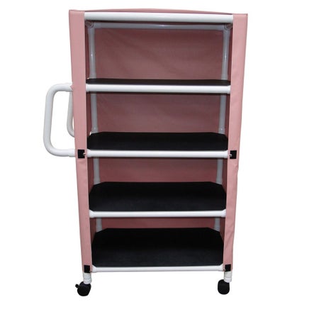 Linen Cart with Cover 4 Shelves 100 lbs. per Shelf Weight Capacity PVC 3 Inch Twin Casters
