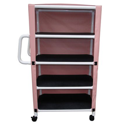 Linen Cart with Cover 4 Shelves 100 lbs. per Shelf Weight Capacity PVC 3 Inch Twin Casters