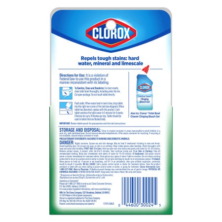 Toilet Bowl Cleaner Clorox® Ultra Clean Toilet Tablets Bleach Dissolving Tablet 2 Count Individual Packet Chlorine Scent NonSterile