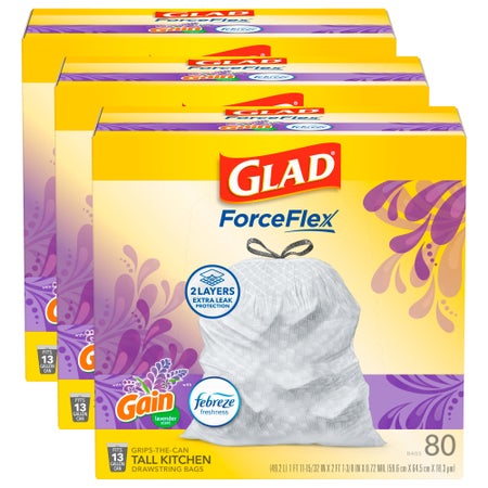 Trash Bag Glad® 13 gal. 0.72 mil 12 X 24 Inch White Tall Kitchen Dispenser Box