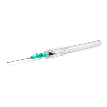 Peripheral IV Catheter TrueSafe™ BC 18 Gauge 1.18 Inch Polyurethane Straight Hub Blood Control Push Button Safety
