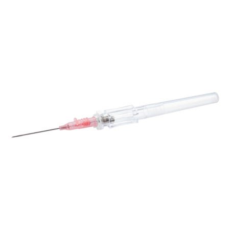 Peripheral IV Catheter TrueSafe™ BC 20 Gauge 1 Inch Polyurethane Straight Hub Blood Control Push Button Safety