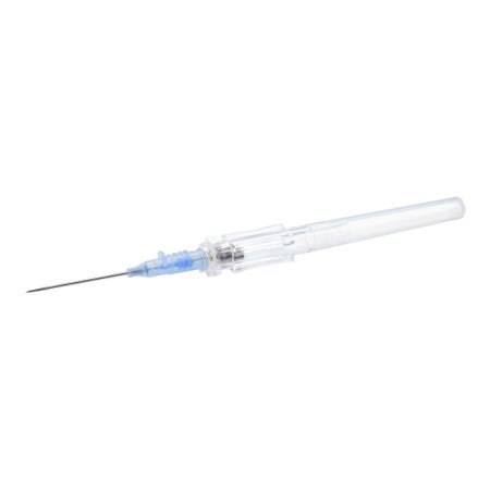Peripheral IV Catheter TrueSafe™ BC 22 Gauge 1 Inch Polyurethane Straight Hub Blood Control Push Button Safety