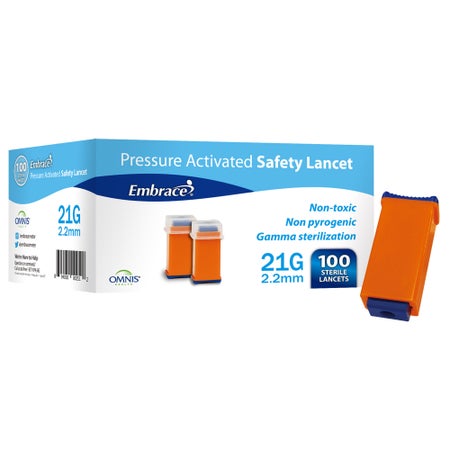 Safety Lancet Embrace® 21 Gauge Retractable Pressure Activated Finger