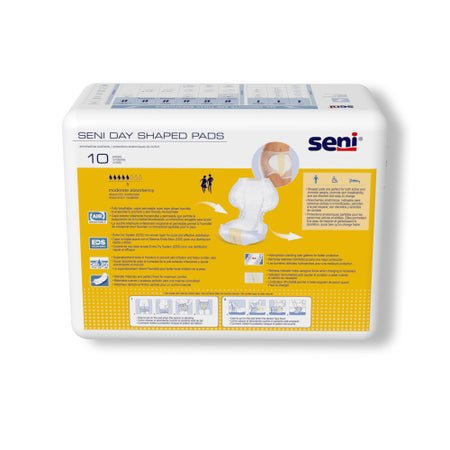 Incontinence Liner Seni® Shaped Day Pads 25 Inch Length Moderate Absorbency Super Absorbent Core One Size Fits Most