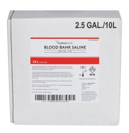 Immunohematology Reagent Cardinal Health™ Phosphate Buffered Saline (PBS) Blood Bank pH 7.0 to 7.2 10 Liter