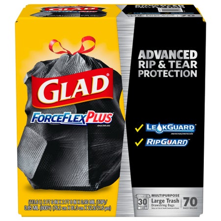 Trash Bag Glad® ForceFlex™ Plus 30 gal. 1.05 mil 30 X 32 Inch Black Dispenser Box