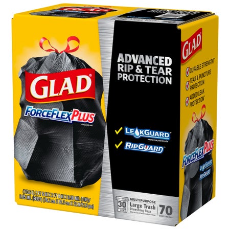 Trash Bag Glad® ForceFlex™ Plus 30 gal. 1.05 mil 30 X 32 Inch Black Dispenser Box