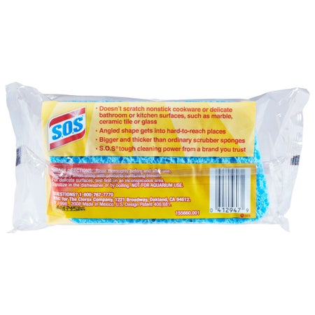 Scrub Sponge S.O.S® All Surface Medium Duty 3 Count Bag 2-1/2 X 4-1/2 Inch NonSterile Reusable