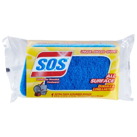 Scrub Sponge S.O.S® All Surface Medium Duty 3 Count Bag 2-1/2 X 4-1/2 Inch NonSterile Reusable
