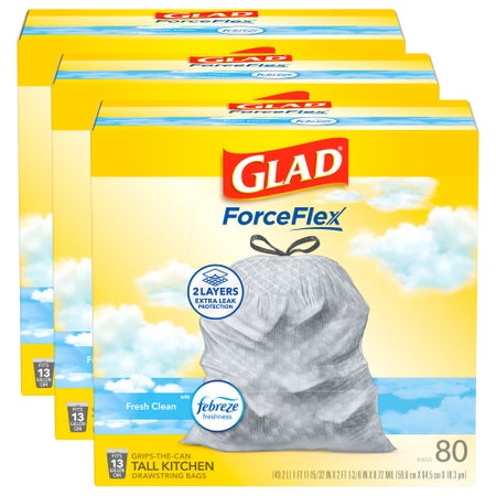 Trash Bag Glad® Odor Shield 13 gal. 0.95 mil 24 X 27 Inch White Tall Kitchen Dispenser Box