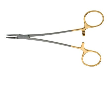 Micro Needle Holder BR Surgical Ryder 5-1/8 Inch Length Serrated Tips Finger Ring Handle