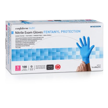 Exam Glove McKesson Confiderm® 6.8C Small NonSterile Nitrile Standard Cuff Length Fully Textured Blue Chemo Tested / Fentanyl Tested