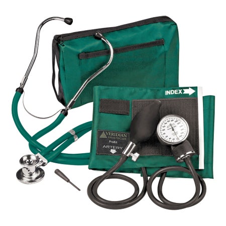 Reusable Aneroid / Stethoscope Set Veridian 27.9 to 41.6 cm Adult Cuff Dual Head General Exam Stethoscope Pocket Aneroid