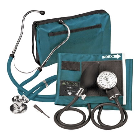 Reusable Aneroid / Stethoscope Set Veridian 27.9 to 41.6 cm Adult Cuff Dual Head General Exam Stethoscope Pocket Aneroid