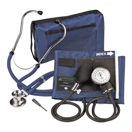 Reusable Aneroid / Stethoscope Set Veridian 27.9 to 41.6 cm Adult Cuff Dual Head General Exam Stethoscope Pocket Aneroid