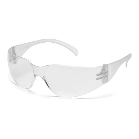 Safety Glasses Intruder® Wraparound Uncoated Clear Tint Polycarbonate Lens Clear Frame Over Ear One Size Fits Most