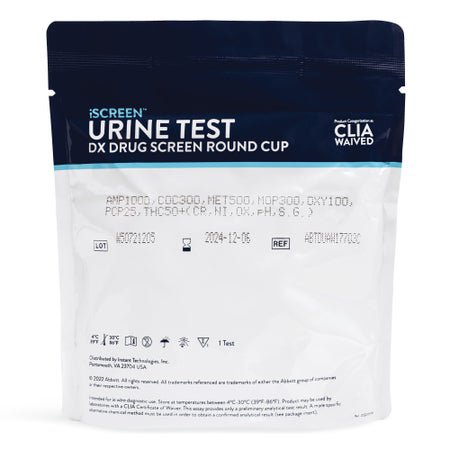 Drugs of Abuse Test Kit iScreen® DX AMP, BAR, BUP, BZO, COC, mAMP/MET, MDMA, MTD, MOP/OPI300, OXY, PCP, PPX, TCA, THC, (CR, pH, SG) 25 Tests CLIA Waived