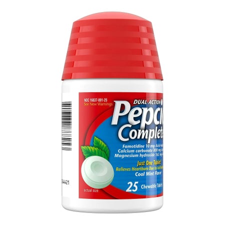 Antacid Pepcid® Complete 800 mg - 165 mg - 10 mg Strength Chewable Tablet 25 per Bottle