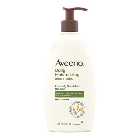 Hand and Body Moisturizer Aveeno® Daily Moisturizing 18 oz. Pump Bottle Unscented Lotion
