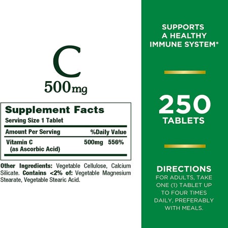 Vitamin C Supplement Nature's Bounty® 500 mg Strength Tablet 250 per Bottle