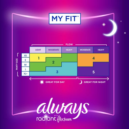 Feminine Pad Always® Radiant with FlexFoam Overnight / With Wings Heavy Absorbency