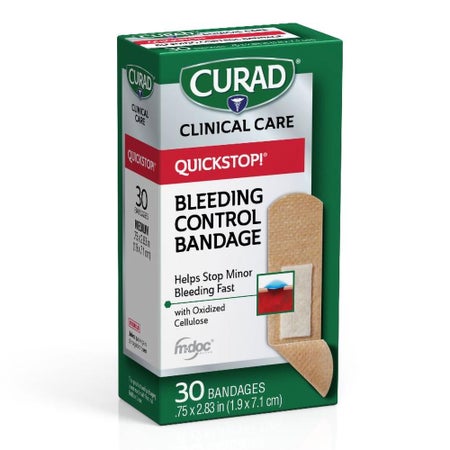 Adhesive Strip Curad® QuickStop!™ Fabric Tan 3/4 X 3 Inch / 7/20 X 1-1/2 Inch Sterile