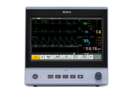 Patient Monitor Edan®X10 Series Monitoring 3/5 lead ECG, EDAN NIBP, EDAN Spo2, 2-Temp, RESP, PR and HR AC Power / Battery Operated