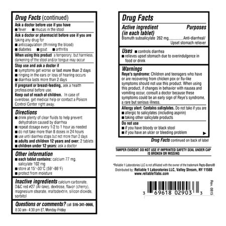 Anti-Diarrheal 262 mg Strength Chewable Tablet 30 Tablets