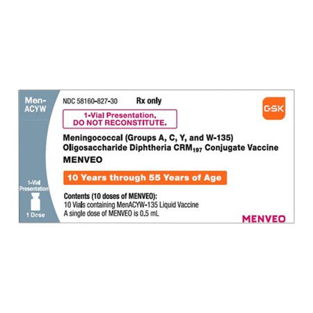 Menveo® Meningococcal (Groups A, C, Y AND W-135) Oligosaccharide Diphtheria CRM197 Conjugate Vaccine 10 mcg - 5 mcg / 0.5 mL Injection 0.5 mL