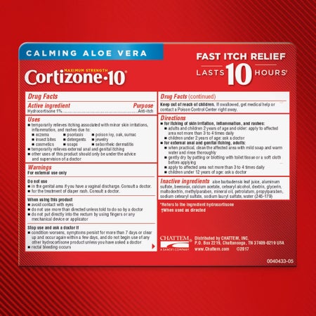 Itch Relief Cortizone-10® Aloe 1% Strength Cream 1 oz. Tube