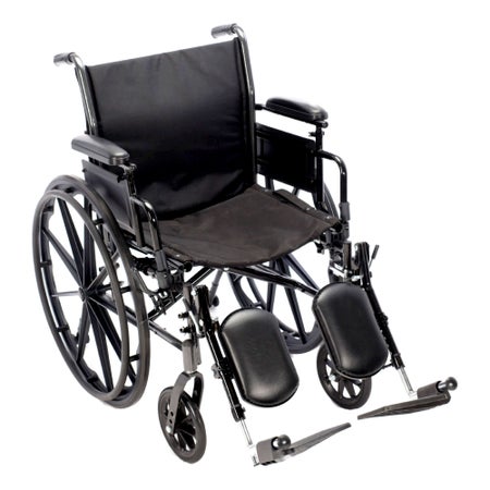 Lightweight Wheelchair Chariot III Dual Axle Full Length Arm Elevating Legrest Black Upholstery 16 Inch Seat Width Adult 300 lbs. Weight Capacity