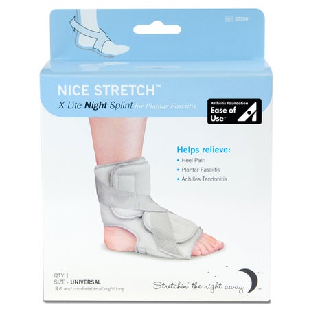 Plantar Fasciitis Night Splint Nice Stretch® X-Lite One Size Fits Most Hook and Loop Closure Left / Right Foot