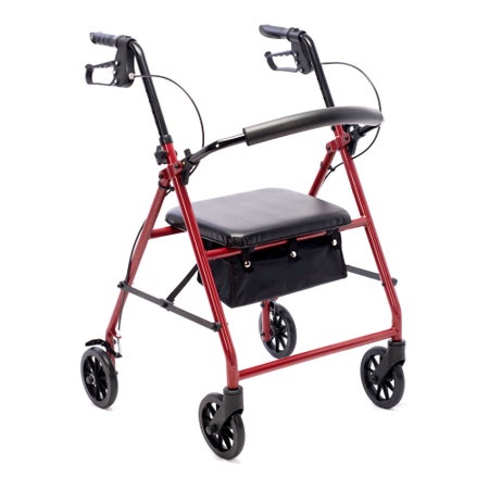 4 Wheel Rollator Protekt® Red Steel Frame