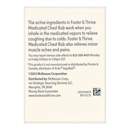 Chest Rub Foster & Thrive™ 4.8% / 2.6% / 1.2% Strength Ointment 3.5 oz.