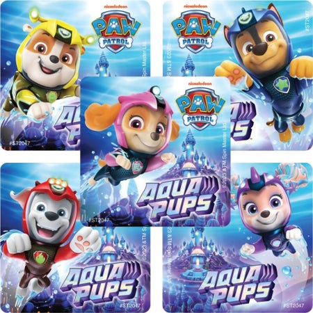 Sticker SmileMakers® 100 per Roll PAW Patrol Aqua Pups 2-1/2 X 2-1/2 Inch