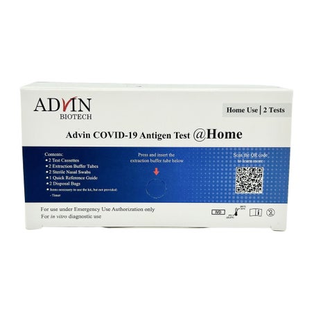Respiratory Test Kit Advin COVID-19 Antigen Test 2 Tests