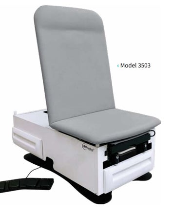 Hi-Lo Exam Table with Storage FusionONE+™ ProGlide™ Electric Foot Control 28 W X 76 L Inch Manual Lift-Assist Backrest 500 lbs. Weight Capacity